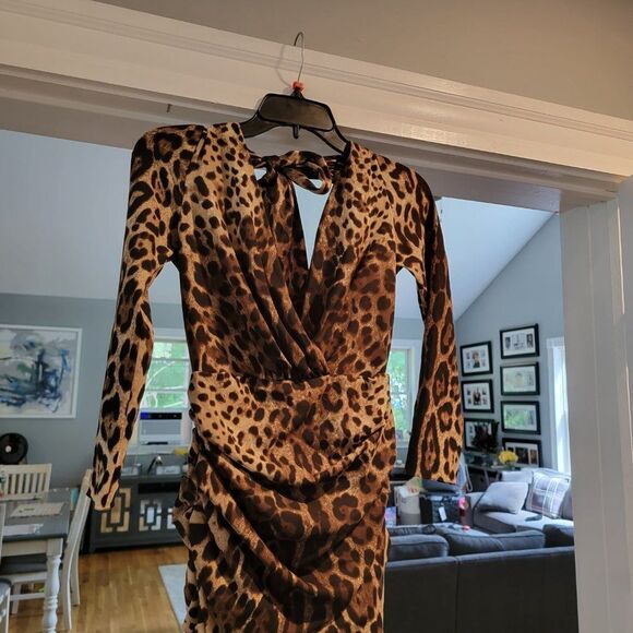DOLCE & GABBANA Leopard-print Silk Charmeuse Minidress In Brown - Picture 10 of 16